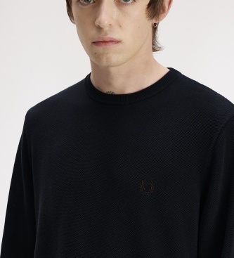 Fred Perry Piqué-gebreide trui marineblauw