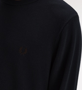 Fred Perry Piqué-gebreide trui marineblauw