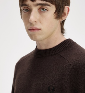 Fred Perry Bruine Jersey Saddle trui