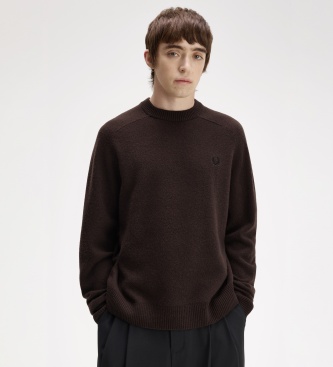 Fred Perry Bruine Jersey Saddle trui
