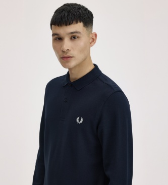 Fred Perry Polo liso de manga comprida azul-marinho
