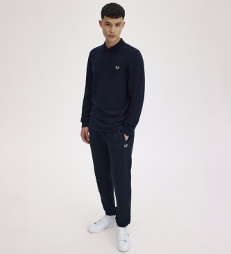 Fred Perry Polo liso de manga comprida azul-marinho