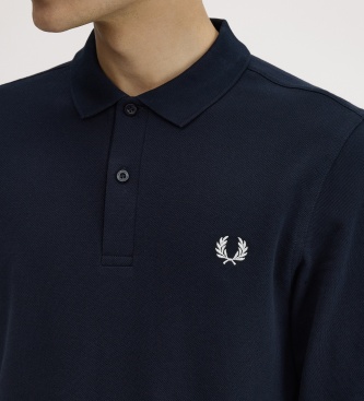 Fred Perry Polo liso de manga comprida azul-marinho