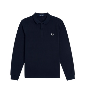 Fred Perry Polo liso de manga comprida azul-marinho