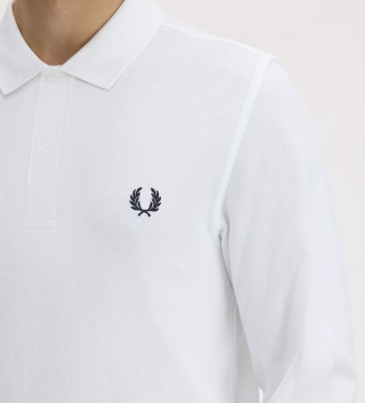 Fred Perry Polo liso de manga comprida branco