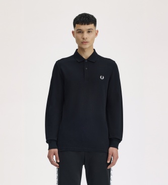 Fred Perry Polo liso de manga comprida preto