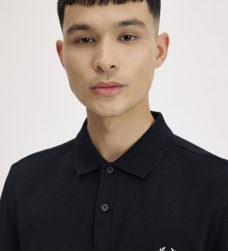 Fred Perry Polo liso de manga comprida preto
