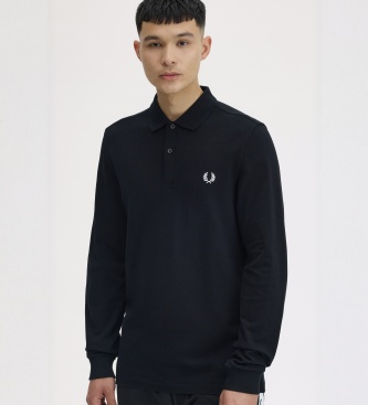 Fred Perry Polo liso de manga comprida preto