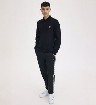 Fred Perry Polo liso de manga comprida preto