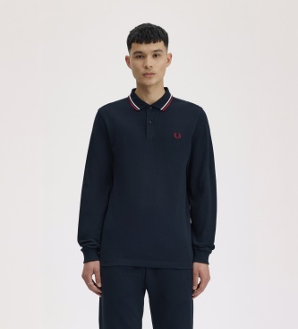 Fred Perry Twin Tipped polo med lange ærmer i marineblå