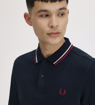 Fred Perry Twin Tipped polo med lange ærmer i marineblå