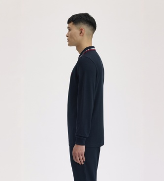 Fred Perry Twin Tipped polo med lange ærmer i marineblå