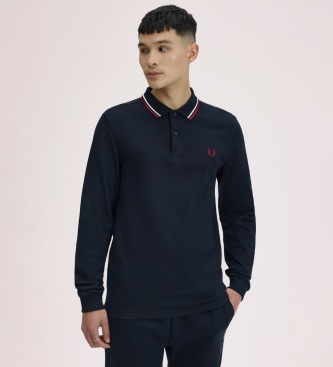 Fred Perry Twin Tipped polo med lange ærmer i marineblå