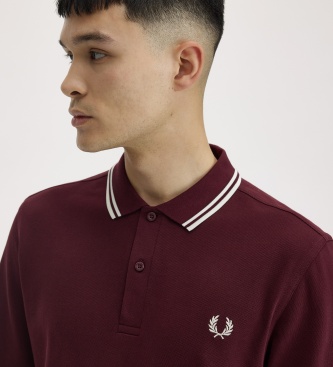 Fred Perry Polo Twin Tipped de manga comprida bordô