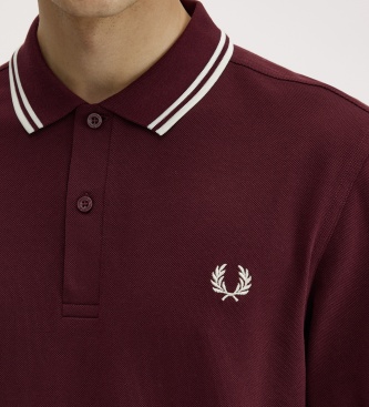 Fred Perry Polo Twin Tipped de manga comprida bordô