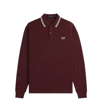Fred Perry Polo Twin Tipped de manga comprida bordô