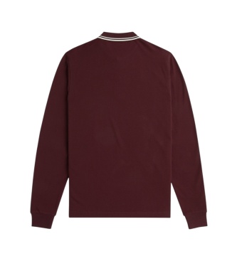 Fred Perry Polo Twin Tipped de manga comprida bordô