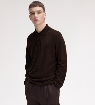 Fred Perry Polo Twin Tipped de manga comprida castanho