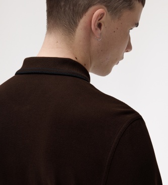Fred Perry Polo Twin Tipped de manga comprida castanho