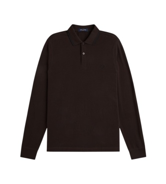 Fred Perry Polo Twin Tipped de manga comprida castanho