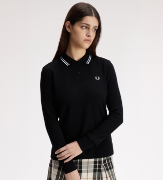 Fred Perry Polo Twin Tipped de manga comprida preto