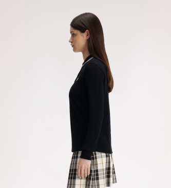 Fred Perry Polo Twin Tipped de manga comprida preto