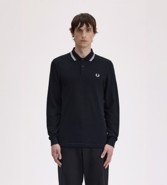 Fred Perry Polo Twin Tipped de manga comprida preto