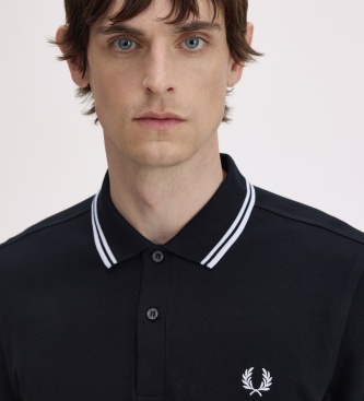 Fred Perry Polo Twin Tipped de manga comprida preto