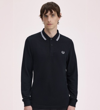 Fred Perry Polo Twin Tipped de manga comprida preto