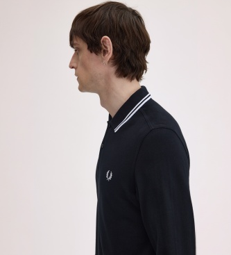 Fred Perry Polo Twin Tipped de manga comprida preto