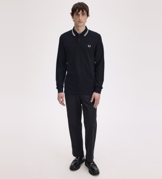 Fred Perry Polo Twin Tipped de manga comprida preto