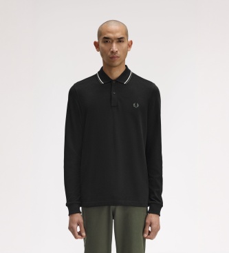 Fred Perry Polo Twin Tipped de manga comprida preto