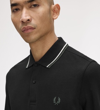 Fred Perry Polo Twin Tipped de manga comprida preto
