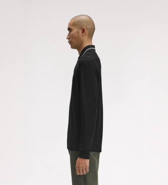 Fred Perry Polo Twin Tipped de manga comprida preto