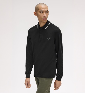 Fred Perry Polo Twin Tipped de manga comprida preto