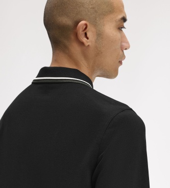 Fred Perry Polo Twin Tipped de manga comprida preto