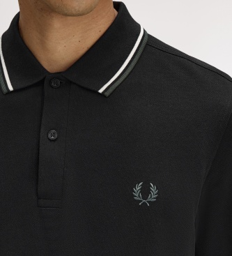 Fred Perry Polo Twin Tipped de manga comprida preto