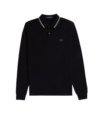 Fred Perry Polo Twin Tipped de manga comprida preto