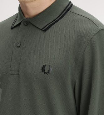 Fred Perry Polo Twin Tipped de manga comprida verde