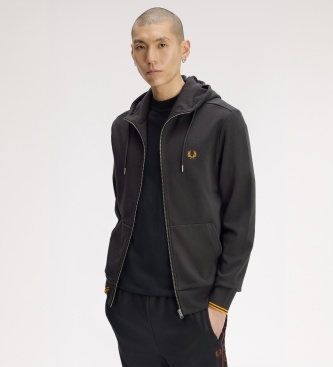 Fred Perry Sweat à capuche zippé gris