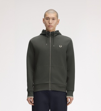 Fred Perry Sweat à capuche zippé vert