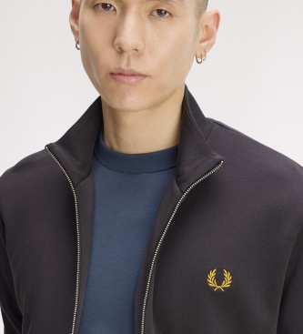 Fred Perry Sweat à capuche zippé gris