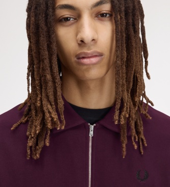 Fred Perry Sweat à col avec demi-fermeture éclair bordeaux
