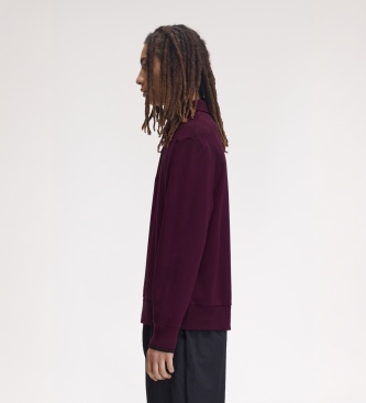 Fred Perry Sweat à col avec demi-fermeture éclair bordeaux