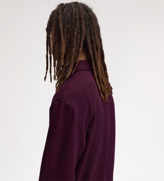 Fred Perry Sweat à col avec demi-fermeture éclair bordeaux