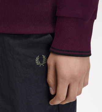 Fred Perry Sweat à col avec demi-fermeture éclair bordeaux