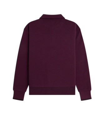 Fred Perry Sweat à col avec demi-fermeture éclair bordeaux