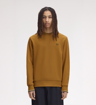 Fred Perry Sweat-shirt col rond moutarde