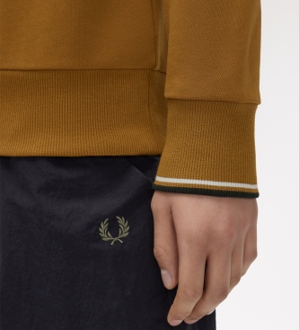 Fred Perry Sweat-shirt col rond moutarde
