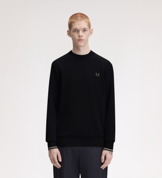 Fred Perry Sweat-shirt à col rond noir